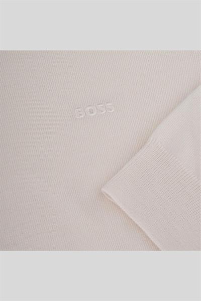 Boss Regular Fit Bisiklet Yaka Erkek Yün Kazak Krem 131