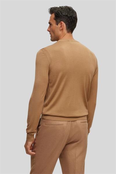 Boss Regular Fit Bisiklet Yaka Erkek Yün Kazak Bej 260