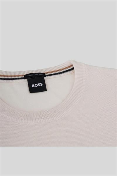Boss Regular Fit Bisiklet Yaka Erkek Yün Kazak Krem 131