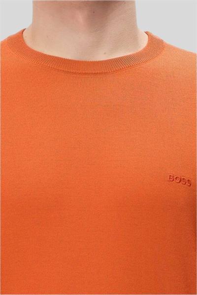 Boss Regular Fit Bisiklet Yaka Erkek Yün Kazak Turuncu 801