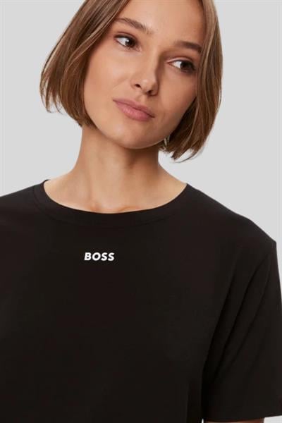 Boss Regular Fit Bisiklet Yaka Kadın T-Shirt Siyah