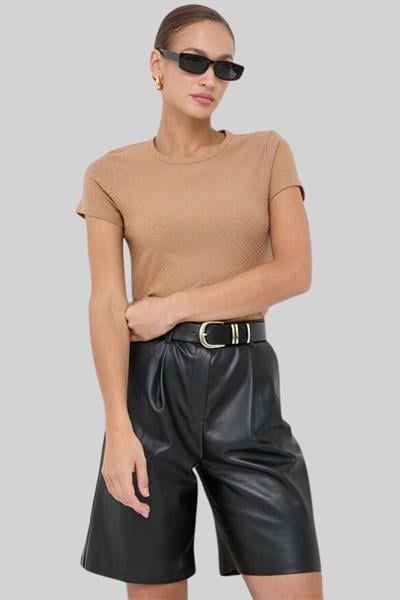 Boss Regular Fit  Bisiklet Yaka Kadın T-Shirt Bej 260