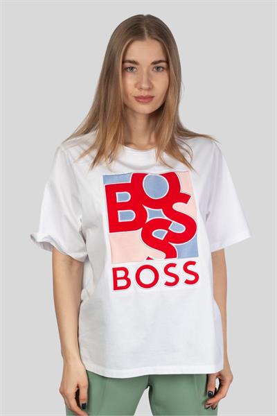 Boss Regular Fit Bisiklet Yaka Kadın T-Shirt Beyaz 100