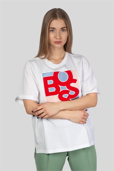 Boss Regular Fit Bisiklet Yaka Kadın T-Shirt Beyaz 100