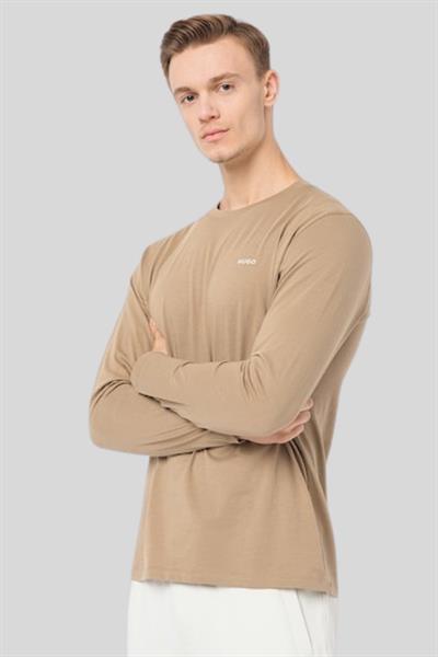 Boss Regular Fit Bisiklet Yaka Uzun Kol Erkek T-Shirt Kahverengi