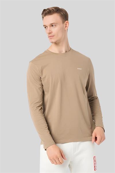 Boss Regular Fit Bisiklet Yaka Uzun Kol Erkek T-Shirt Kahverengi