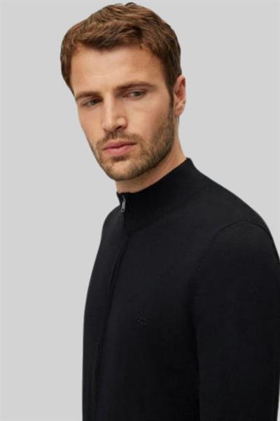 Boss Regular Fit Dik Yaka Erkek Hırka Siyah