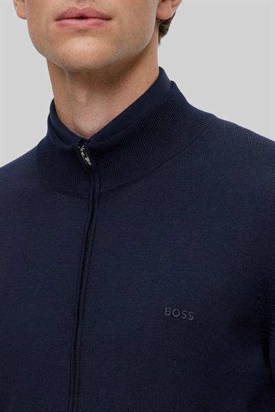 Boss Regular Fit Dik Yaka Erkek Hırka Lacivert 404