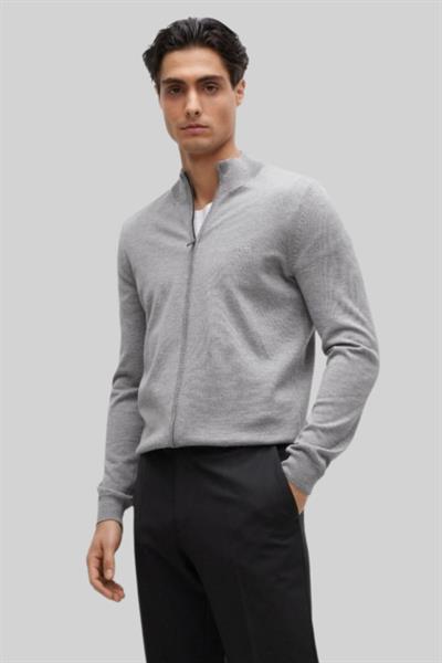 Boss Regular Fit Dik Yaka Erkek Hırka Gri 041