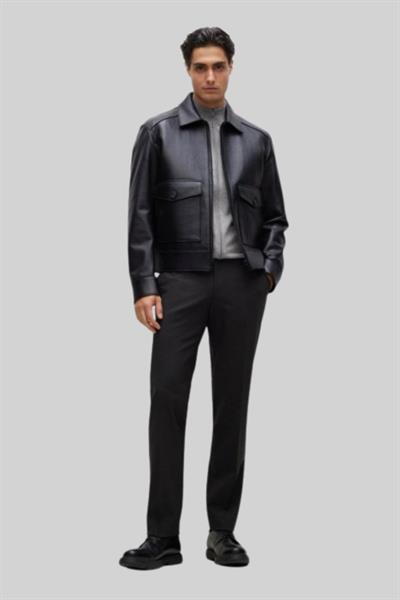 Boss Regular Fit Dik Yaka Erkek Hırka Gri 041