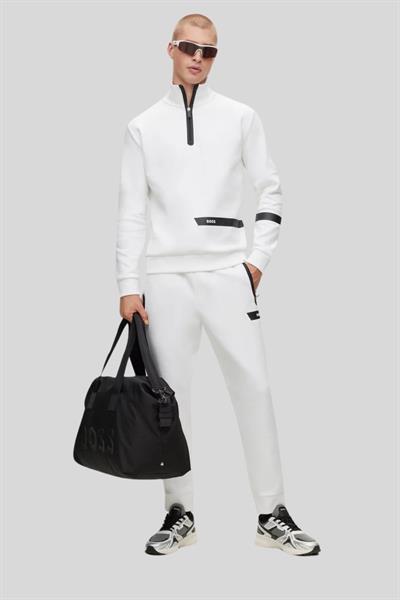Boss Regular Fit Dik Yaka  Erkek Sweatshirt Beyaz 100