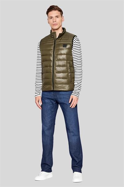 Boss Regular Fit Dik Yaka Erkek Yelek Haki 308