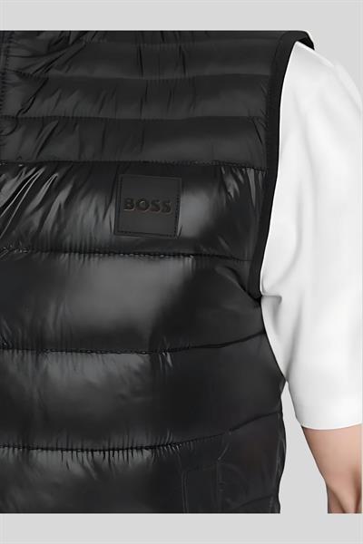 Boss Regular Fit Dik Yaka Erkek Yelek Siyah