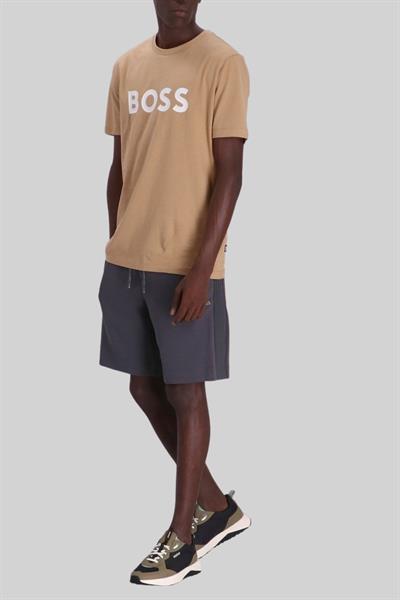 Boss Regular Fit Düz Bisiklet Yaka Erkek T-Shirt Bej 260