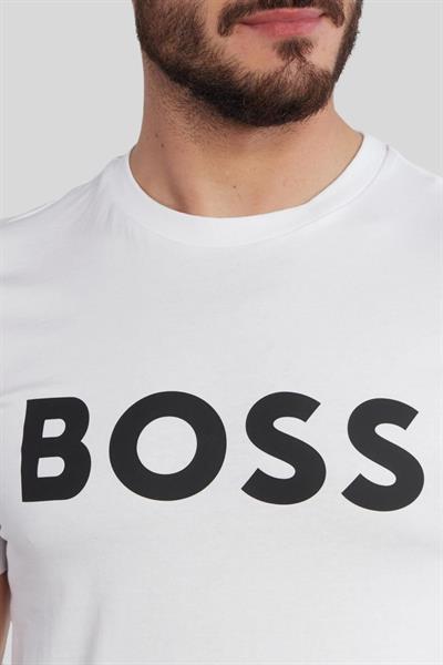 Boss Regular Fit Düz Bisiklet Yaka Erkek T-Shirt Beyaz 100