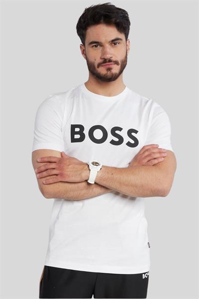 Boss Regular Fit Düz Bisiklet Yaka Erkek T-Shirt Beyaz 100