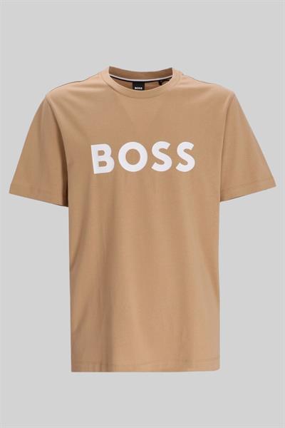 Boss Regular Fit Düz Bisiklet Yaka Erkek T-Shirt Bej 260