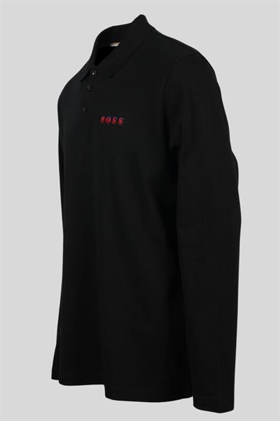 Boss Regular Fit Erkek Uzun Kollu Polo Yaka T-Shirt Siyah