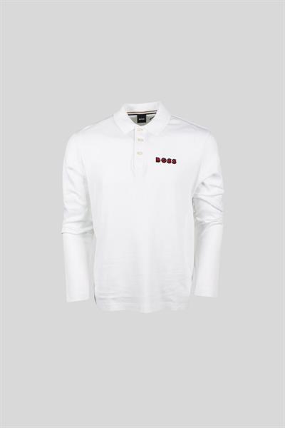 Boss Regular Fit Erkek Uzun Kollu Polo Yaka T-Shirt Beyaz 100