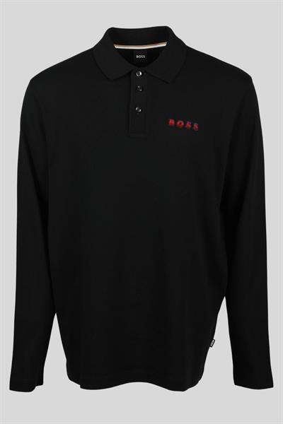 Boss Regular Fit Erkek Uzun Kollu Polo Yaka T-Shirt Siyah