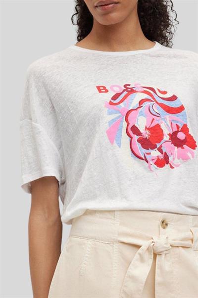 Boss Regular Fit Kadın Baskılı T-Shirt Beyaz 100