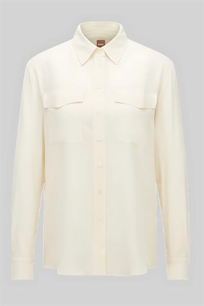 Boss Regular Fit Kadın İpek Gömlek Beyaz 118