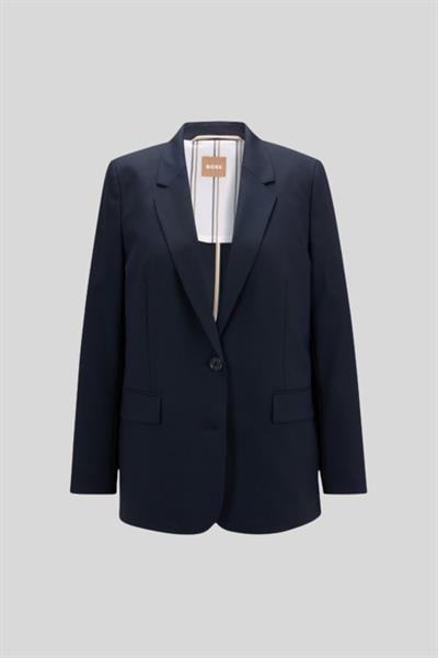 Boss Regular Fit Kadın Kesik Yakalı Yün Ceket Lacivert 466