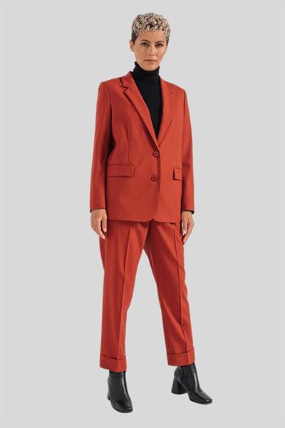 Boss Regular Fit Kadın Kesik Yakalı Yün Ceket Turuncu 622