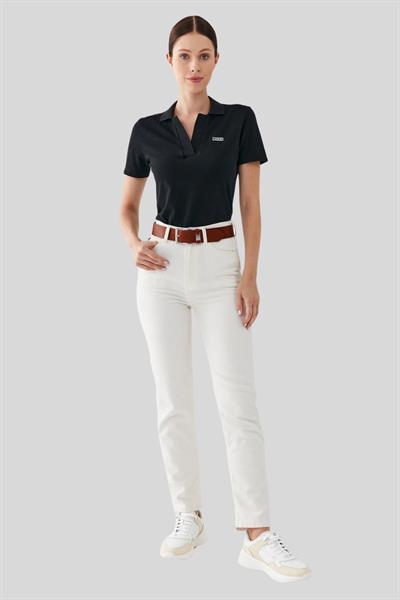 Boss Regular Fit Kadın Polo Yaka T-Shirt Siyah