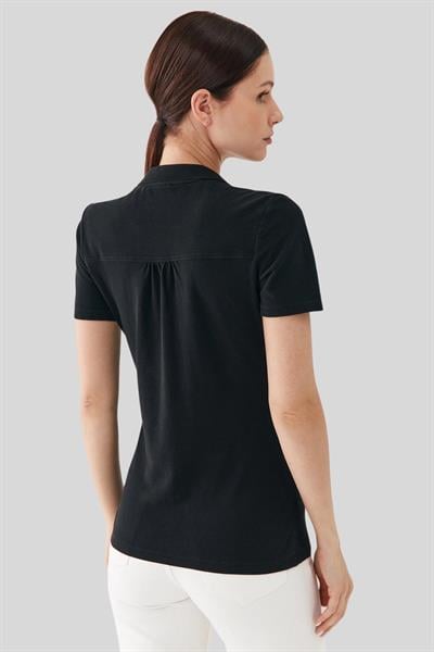 Boss Regular Fit Kadın Polo Yaka T-Shirt Siyah