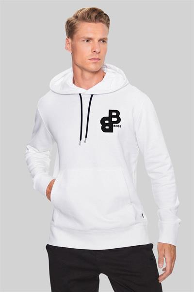 Boss Regular Fit Kapşonlu Erkek Sweatshirt Beyaz 100