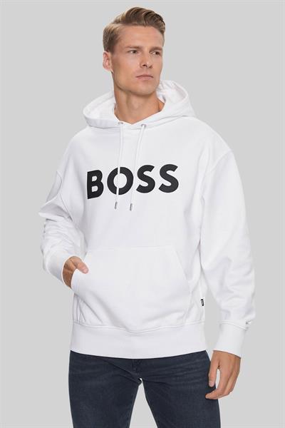 Boss Regular Fit  Kapüşonlu Erkek Sweatshirt Beyaz 100