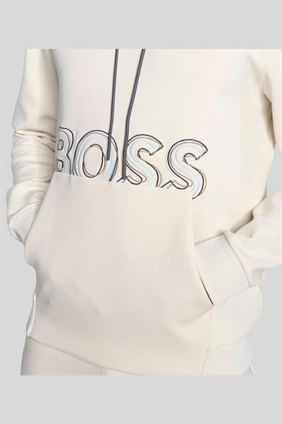 Boss  Regular Fit Kapüşonlu Erkek Sweatshirt Krem 131