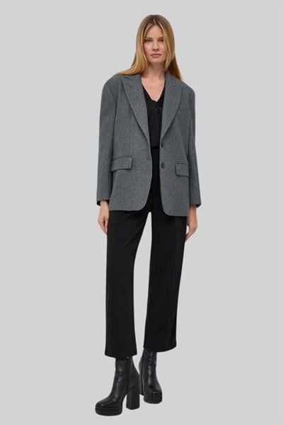 Boss Regular Fit Önü Büküm Detaylı Kadın Streç İpek Bluz Siyah