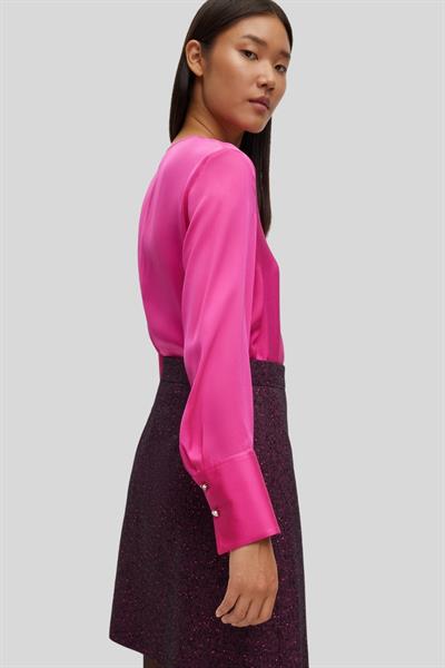 Boss Regular Fit Önü Büküm Detaylı Kadın Streç İpek Bluz Pembe 674