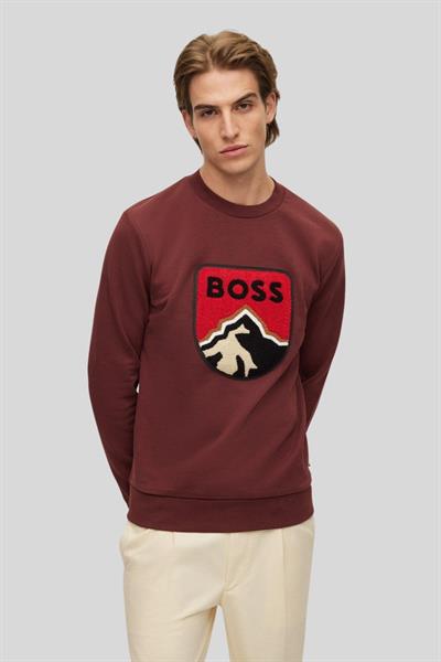 Boss Regular Fit Oversize Erkek Sweatshirt Bordo