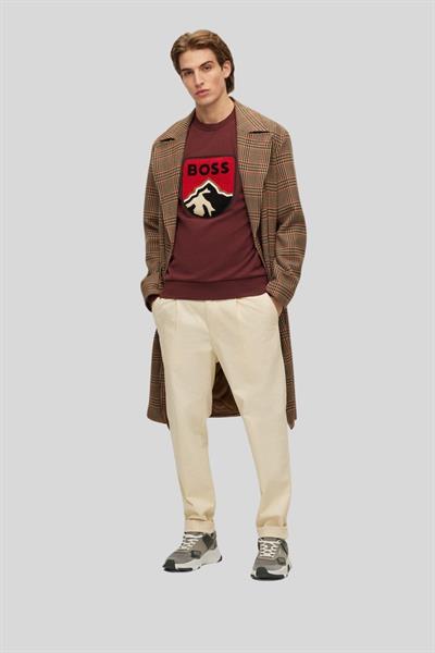 Boss Regular Fit Oversize Erkek Sweatshirt Bordo
