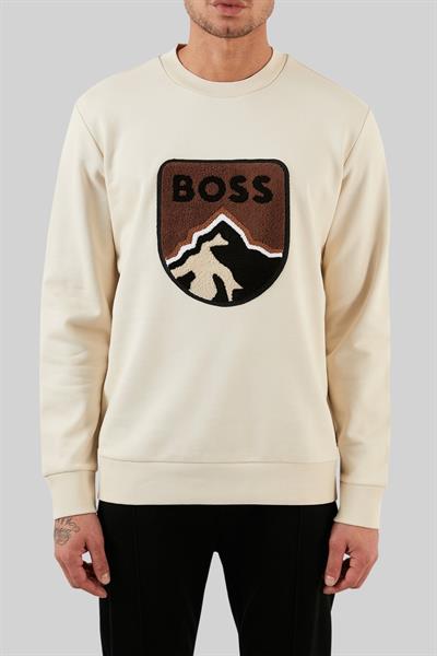Boss Regular Fit Oversize Erkek Sweatshirt Krem 131