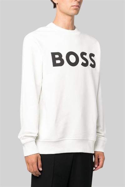 Boss Regular Fit Pamuklu Erkek Sweatshirt Beyaz