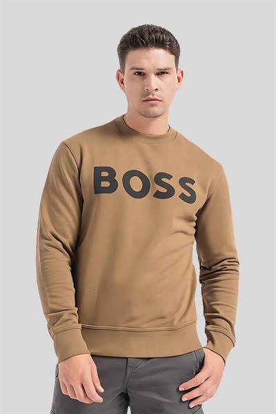 Boss Regular Fit Pamuklu Erkek Sweatshirt Bej