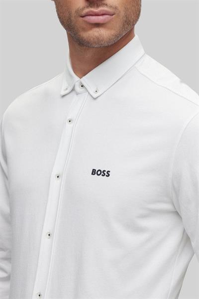 Boss Regular Fit Pamuklu Uzun Kollu Erkek Gömlek Beyaz 100