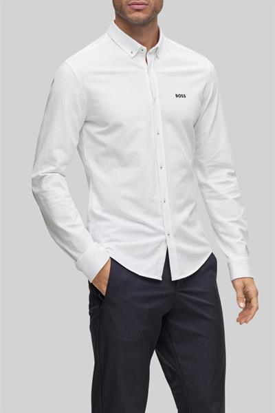 Boss Regular Fit Pamuklu Uzun Kollu Erkek Gömlek Beyaz 100
