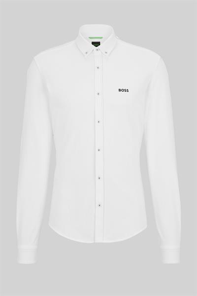 Boss Regular Fit Pamuklu Uzun Kollu Erkek Gömlek Beyaz 100