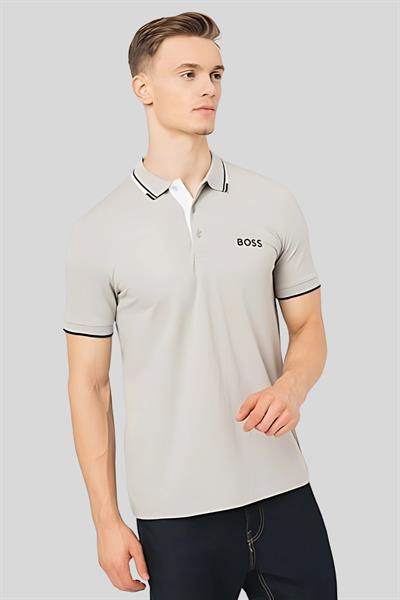 Boss Regular Fit Polo Yaka Erkek T-Shirt Gri