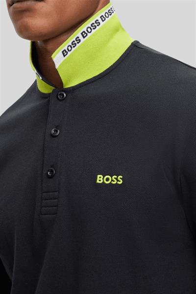 Boss Regular Fit Polo Yaka Erkek Uzun Kol T-Shirt Siyah 006