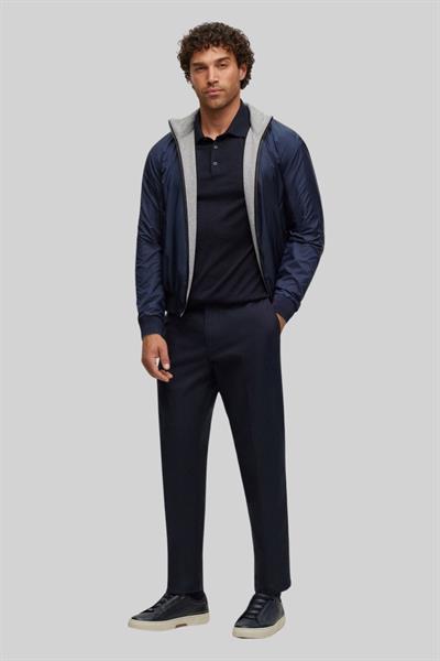 Boss Regular Fit Polo Yaka Erkek Yün Kazak Lacivert 404