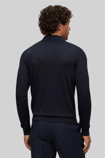 Boss Regular Fit Polo Yaka Erkek Yün Kazak Lacivert 404