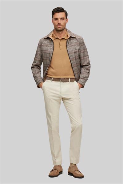 Boss Regular Fit Polo Yaka Erkek Yün Kazak Bej 260