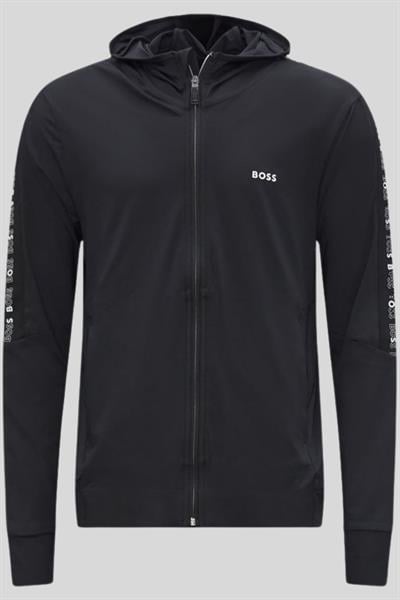 Boss Regular Fit Spor Fermuarlı Kapşonlu Erkek Sweatshirt Siyah