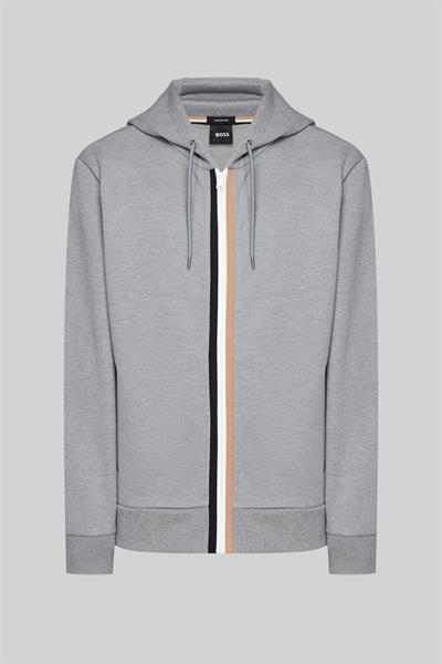 Boss Regular Fit Tam Fermuar Kapüşonlu Erkek Ceket Gri 041